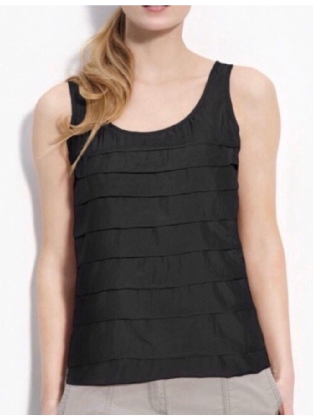 Eileen Fisher Black Layered Scoop Tank